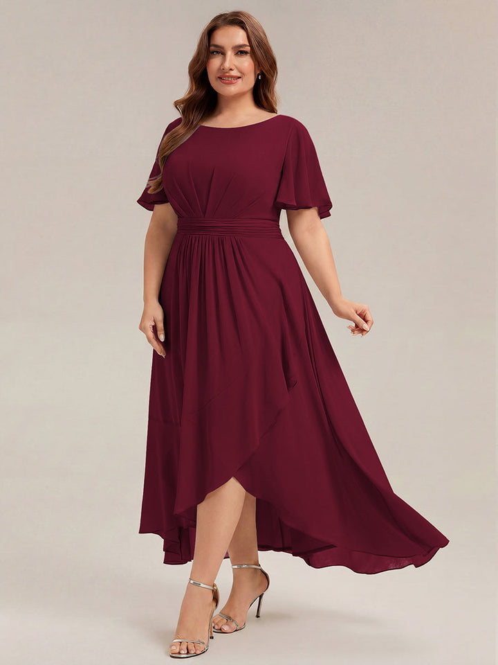 ever SAGE|Chiffon Ruffle Short Sleeve Wedding Guest Dress