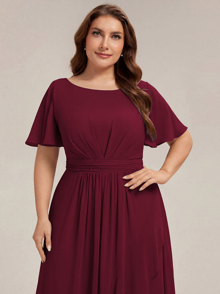 ever SAGE|Chiffon Ruffle Short Sleeve Wedding Guest Dress