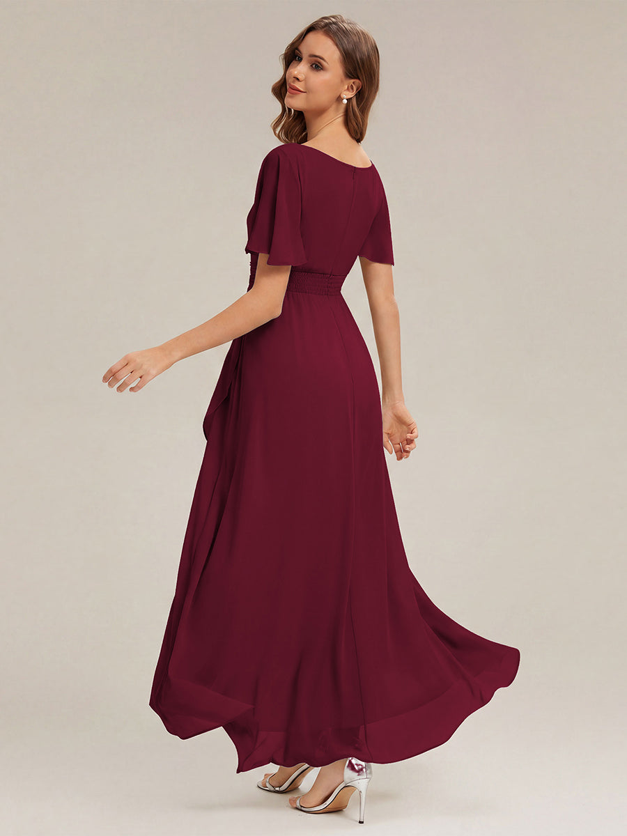 ever SAGE|Chiffon Ruffle Short Sleeve Wedding Guest Dress