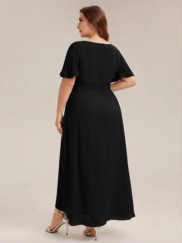 ever SAGE|Chiffon Ruffle Short Sleeve Wedding Guest Dress