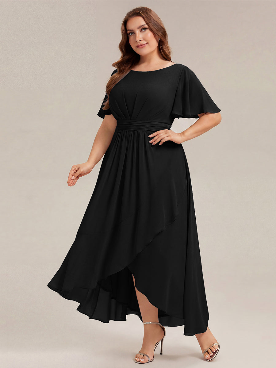ever SAGE|Chiffon Ruffle Short Sleeve Wedding Guest Dress