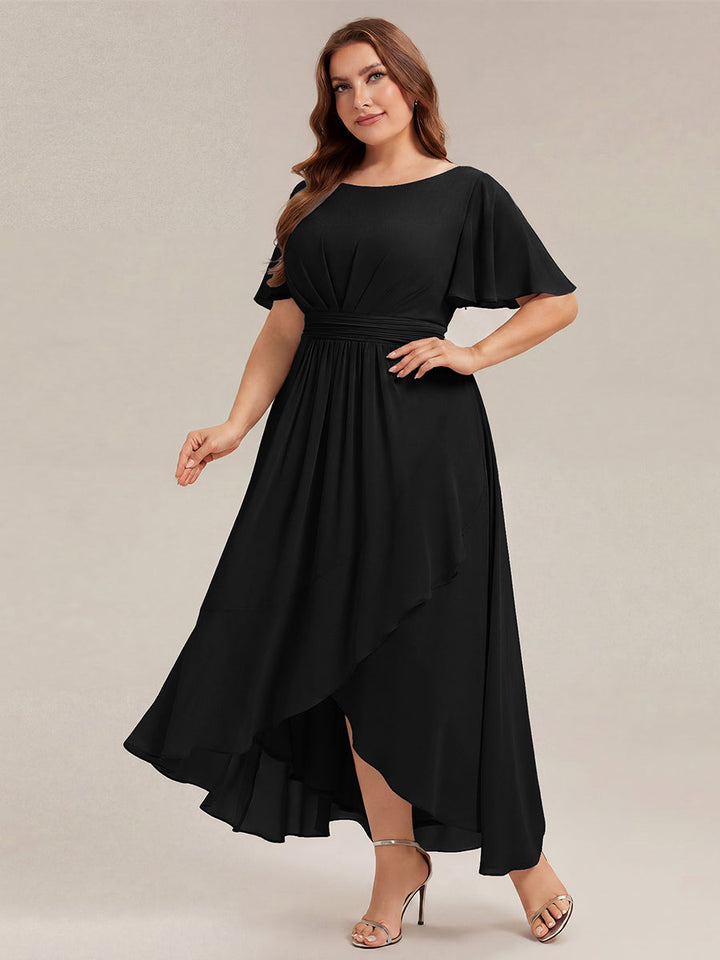 ever SAGE|Chiffon Ruffle Short Sleeve Wedding Guest Dress