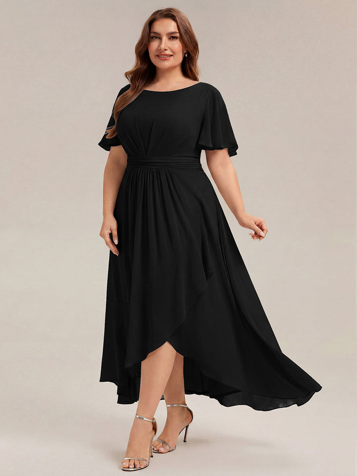 ever SAGE|Chiffon Ruffle Short Sleeve Wedding Guest Dress