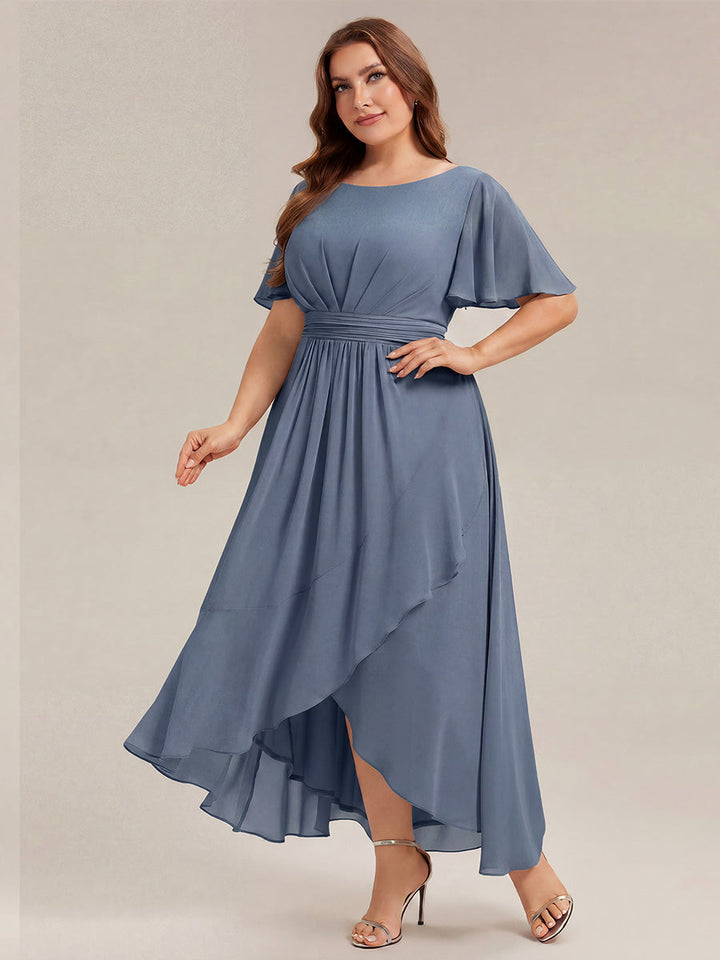 ever SAGE|Chiffon Ruffle Short Sleeve Wedding Guest Dress