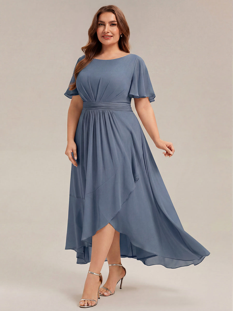 ever SAGE|Chiffon Ruffle Short Sleeve Wedding Guest Dress