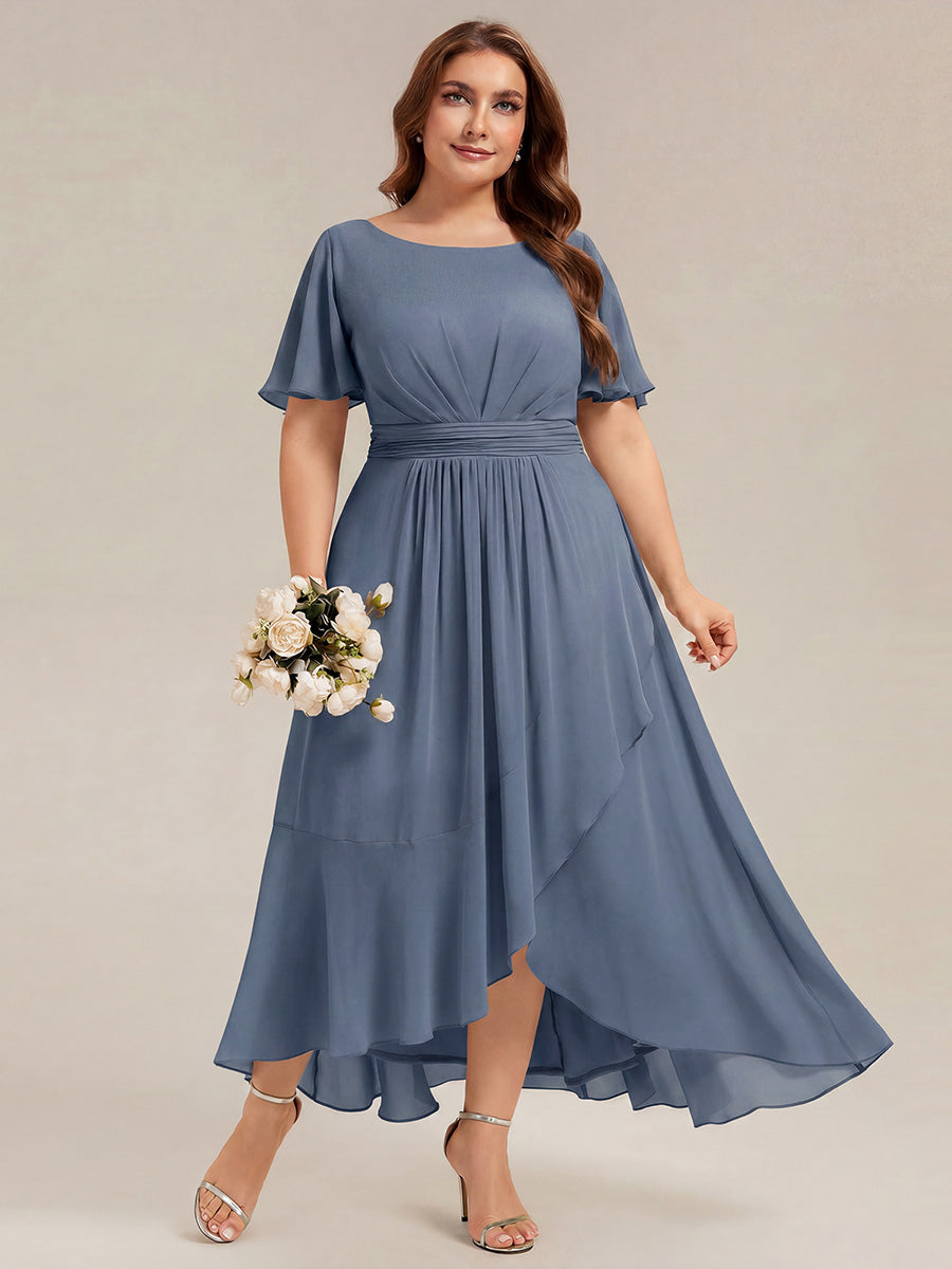 ever SAGE|Chiffon Ruffle Short Sleeve Wedding Guest Dress