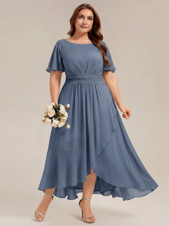 ever SAGE|Chiffon Ruffle Short Sleeve Wedding Guest Dress
