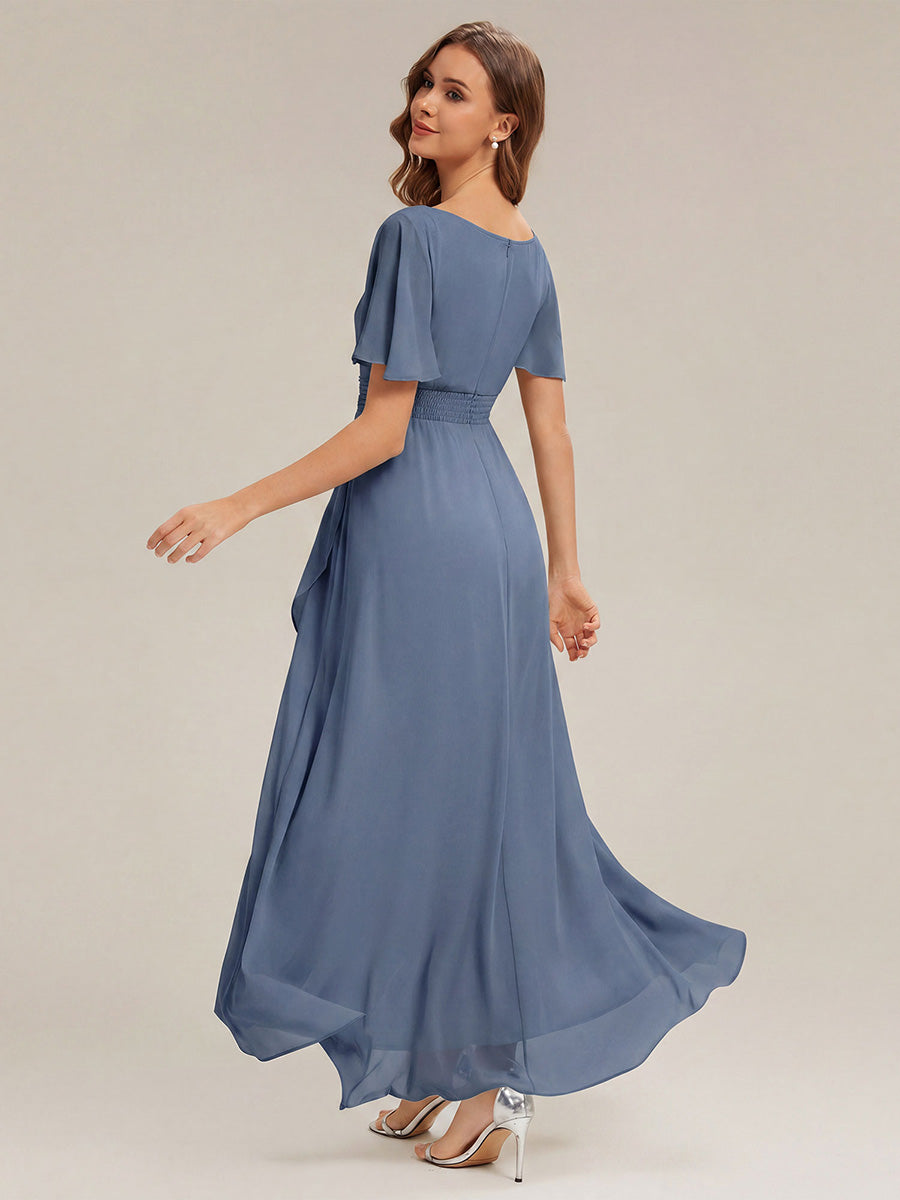 ever SAGE|Chiffon Ruffle Short Sleeve Wedding Guest Dress