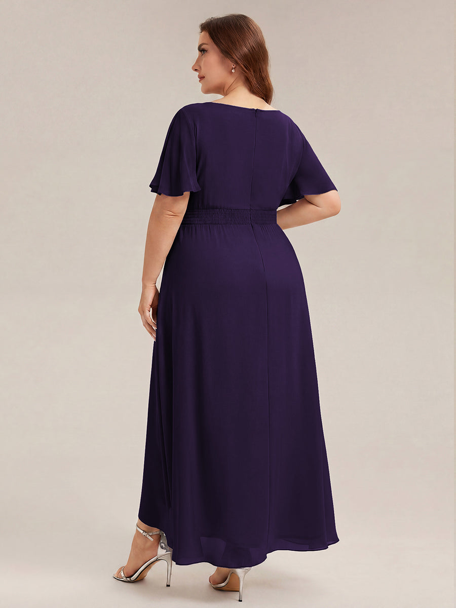 ever SAGE|Chiffon Ruffle Short Sleeve Wedding Guest Dress
