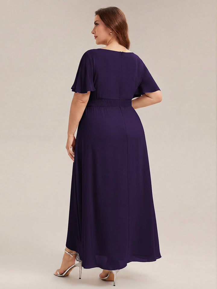 ever SAGE|Chiffon Ruffle Short Sleeve Wedding Guest Dress