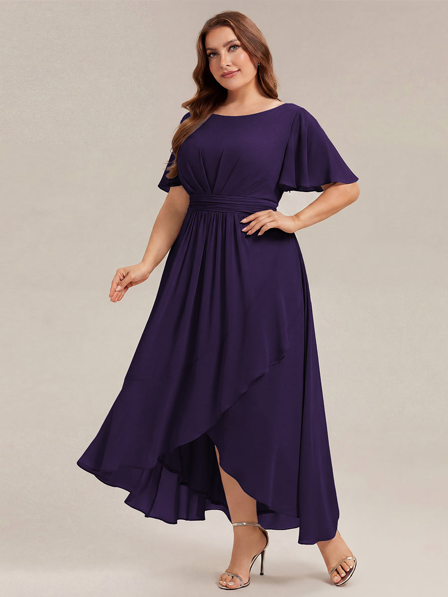 ever SAGE|Chiffon Ruffle Short Sleeve Wedding Guest Dress