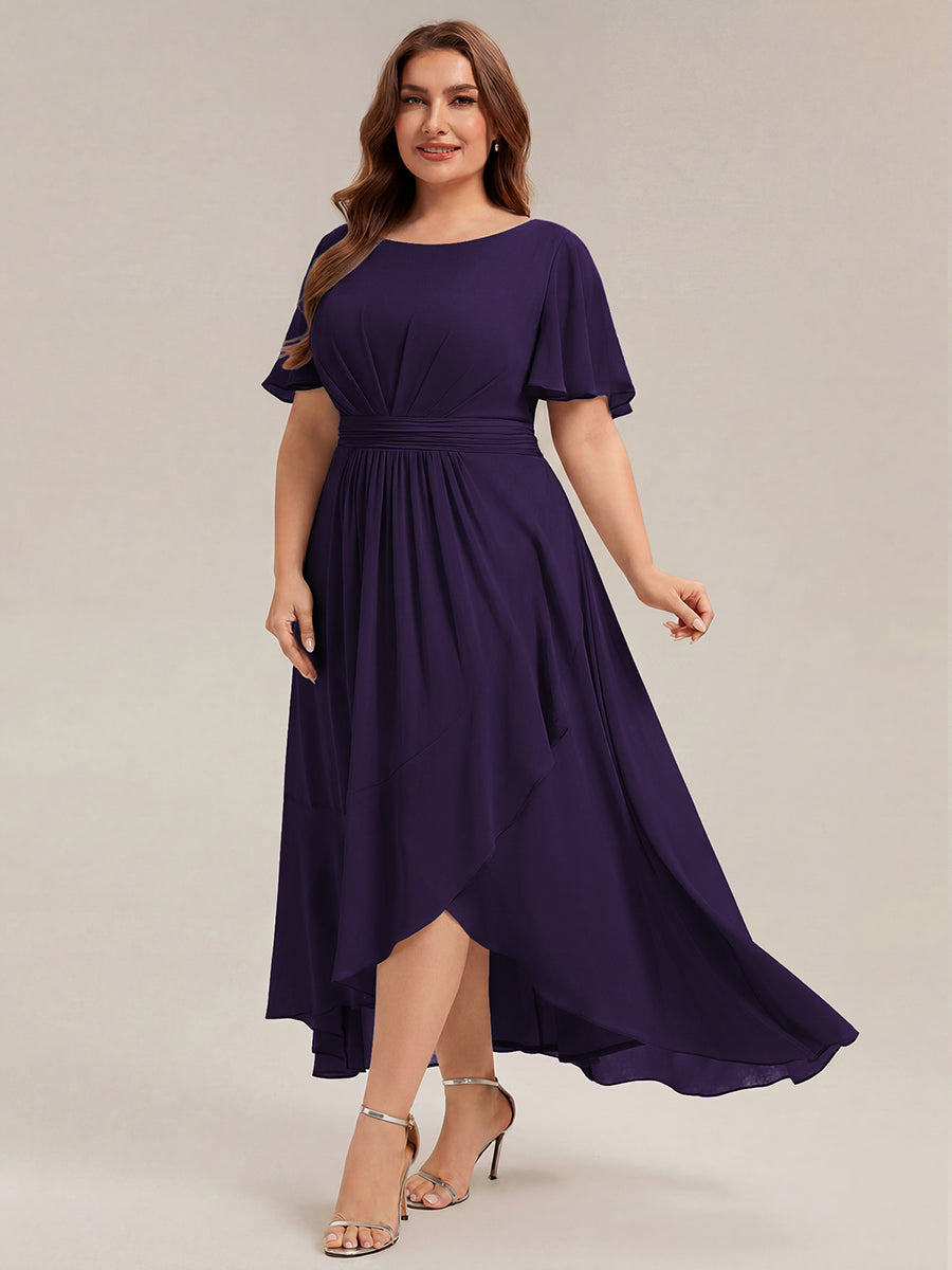 ever SAGE|Chiffon Ruffle Short Sleeve Wedding Guest Dress