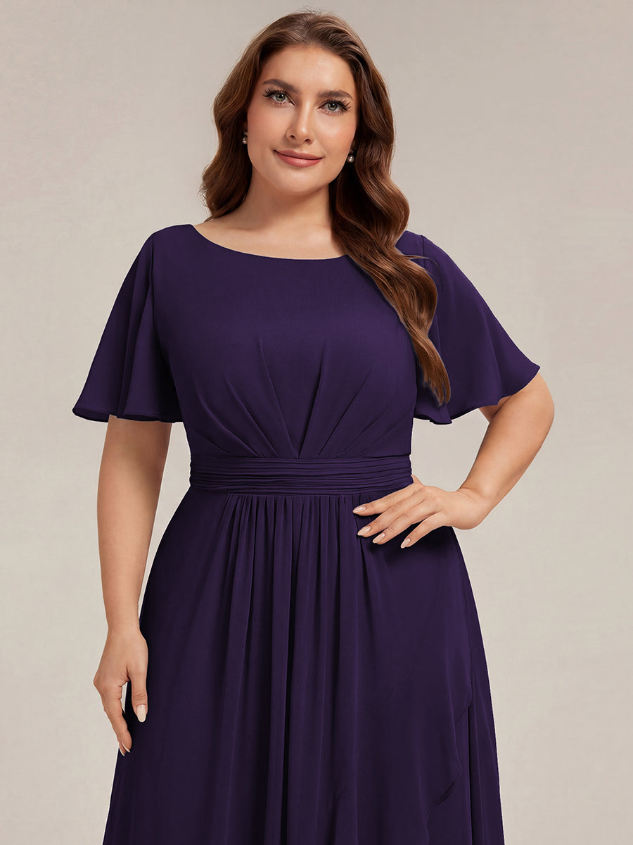 ever SAGE|Chiffon Ruffle Short Sleeve Wedding Guest Dress