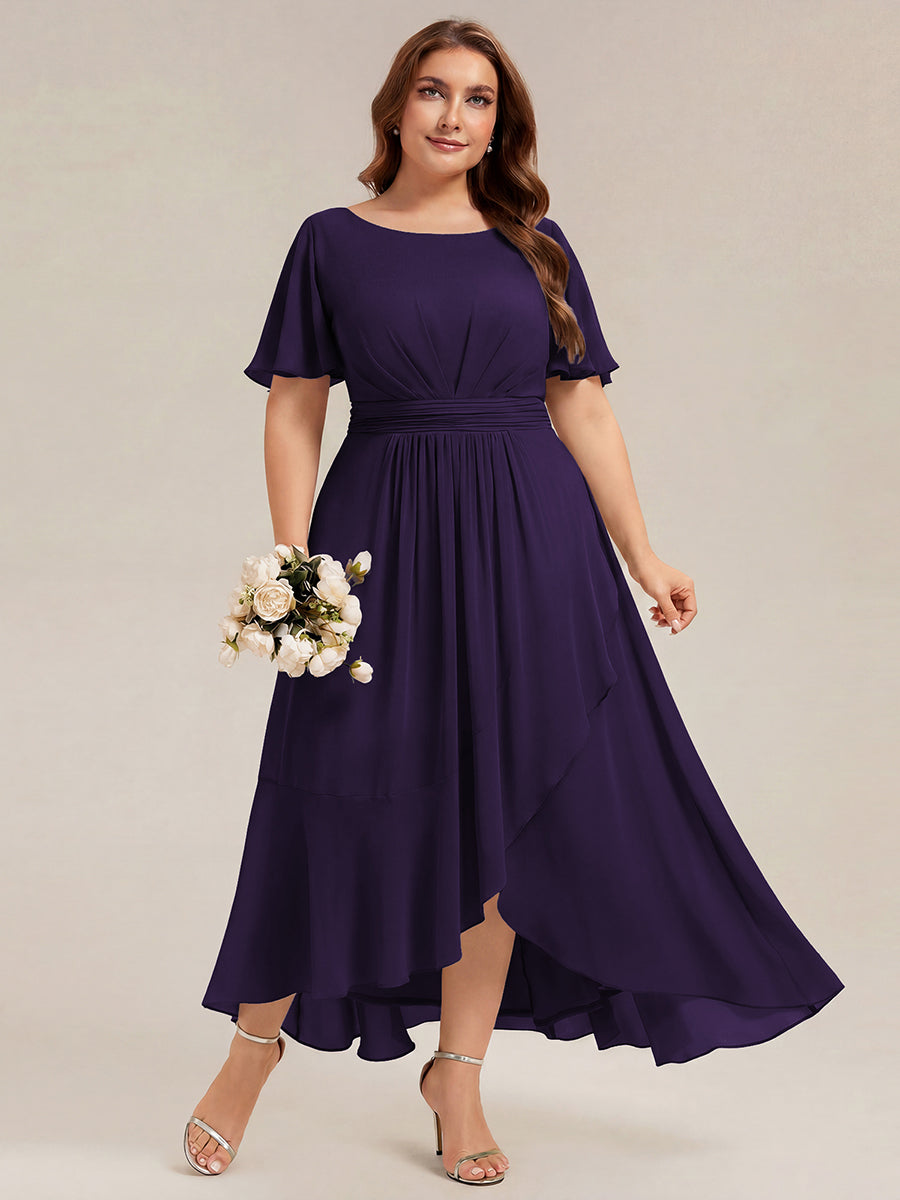 ever SAGE|Chiffon Ruffle Short Sleeve Wedding Guest Dress