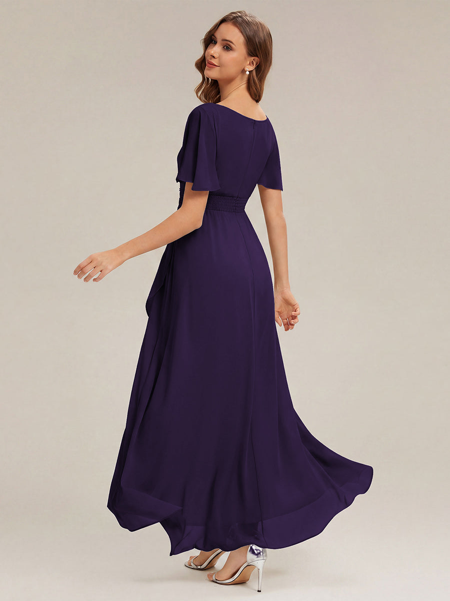 ever SAGE|Chiffon Ruffle Short Sleeve Wedding Guest Dress