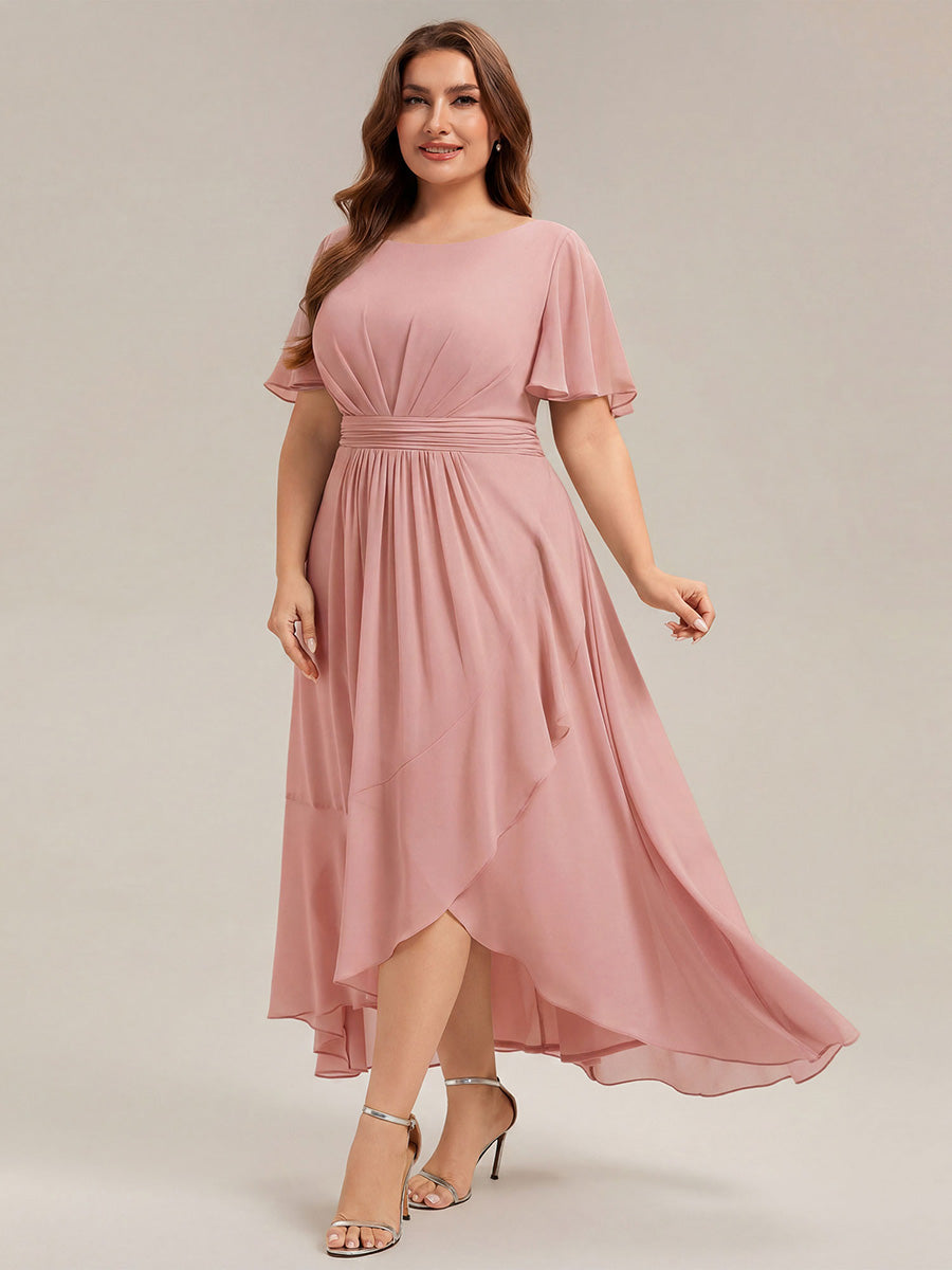 ever SAGE|Chiffon Ruffle Short Sleeve Wedding Guest Dress