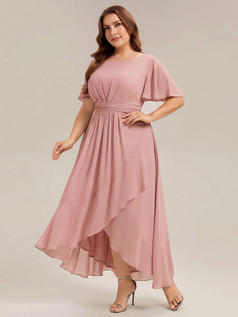ever SAGE|Chiffon Ruffle Short Sleeve Wedding Guest Dress