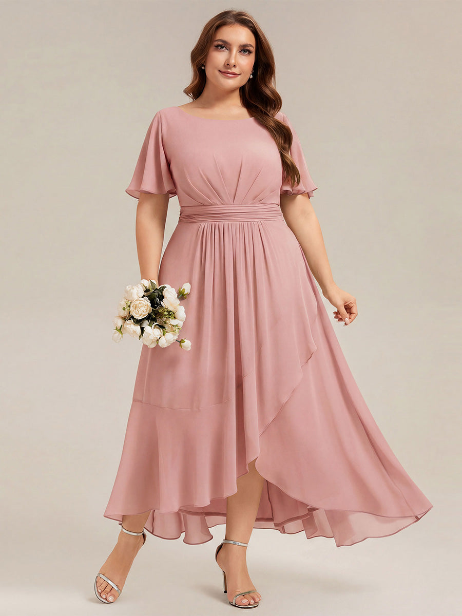 ever SAGE|Chiffon Ruffle Short Sleeve Wedding Guest Dress