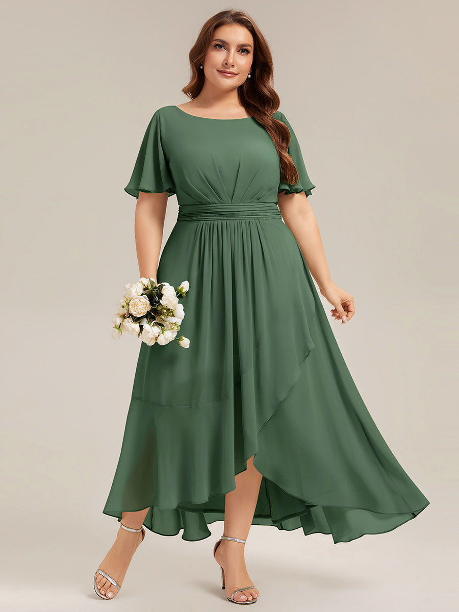 ever SAGE|Chiffon Ruffle Short Sleeve Wedding Guest Dress