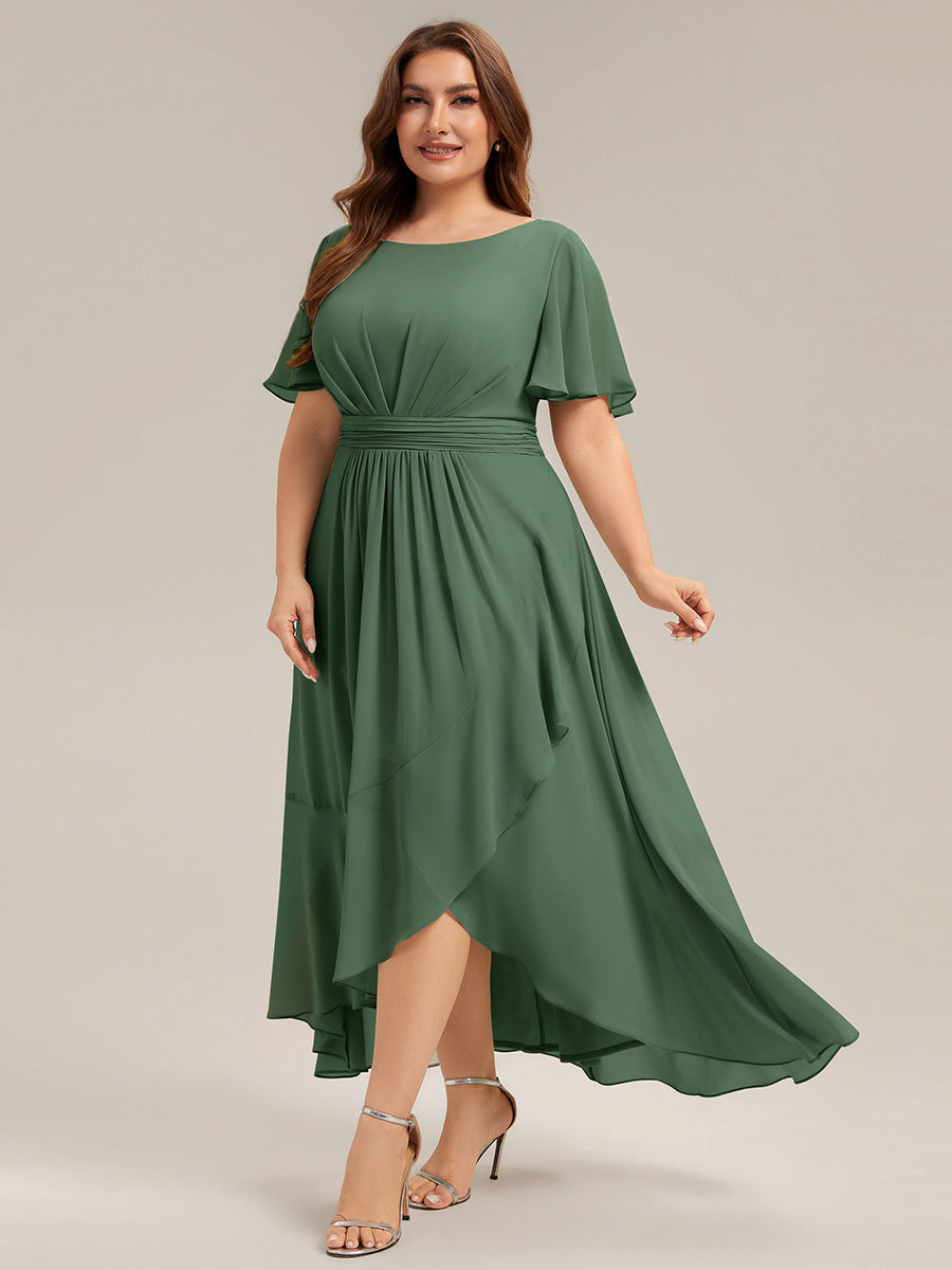ever SAGE|Chiffon Ruffle Short Sleeve Wedding Guest Dress