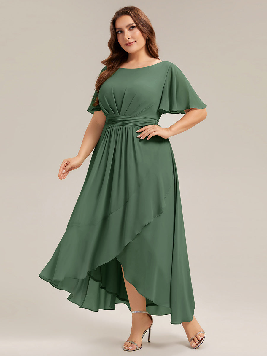 ever SAGE|Chiffon Ruffle Short Sleeve Wedding Guest Dress