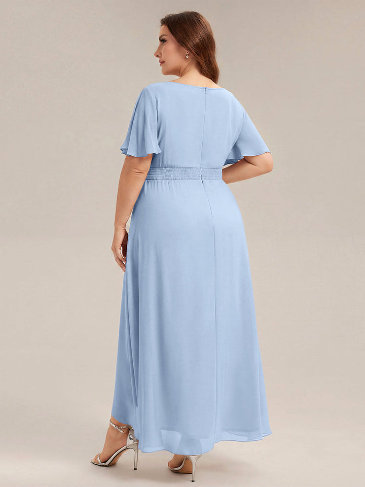 ever SAGE|Chiffon Ruffle Short Sleeve Wedding Guest Dress