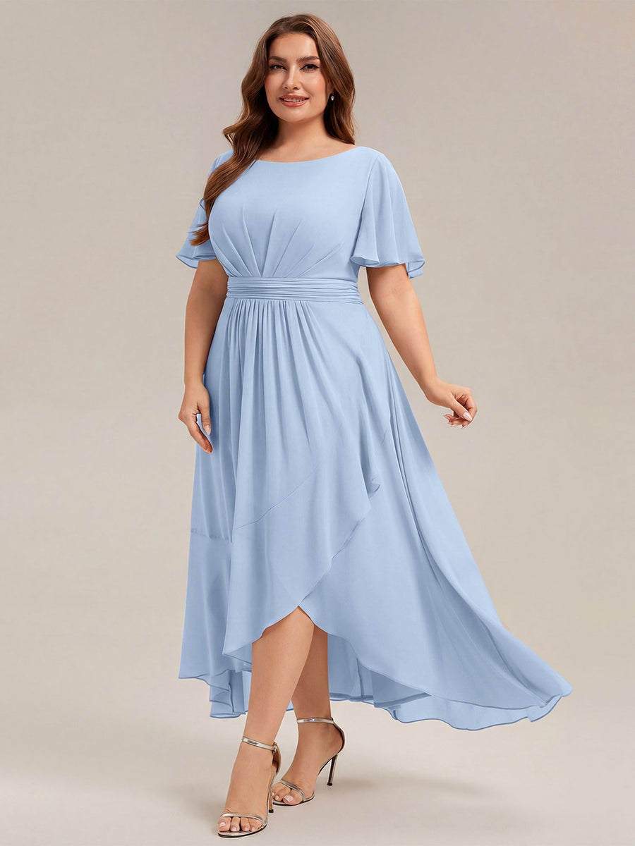 ever SAGE|Chiffon Ruffle Short Sleeve Wedding Guest Dress