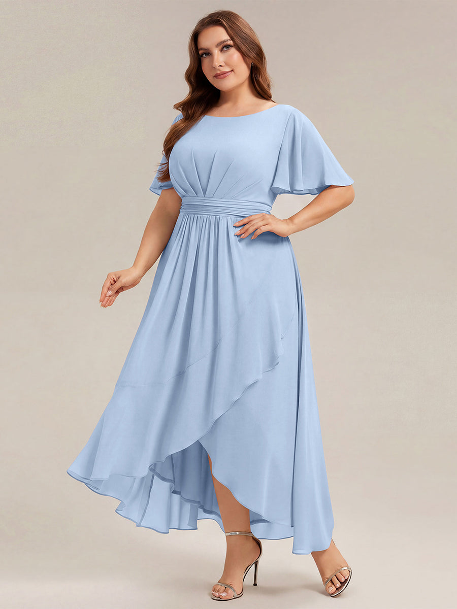 ever SAGE|Chiffon Ruffle Short Sleeve Wedding Guest Dress
