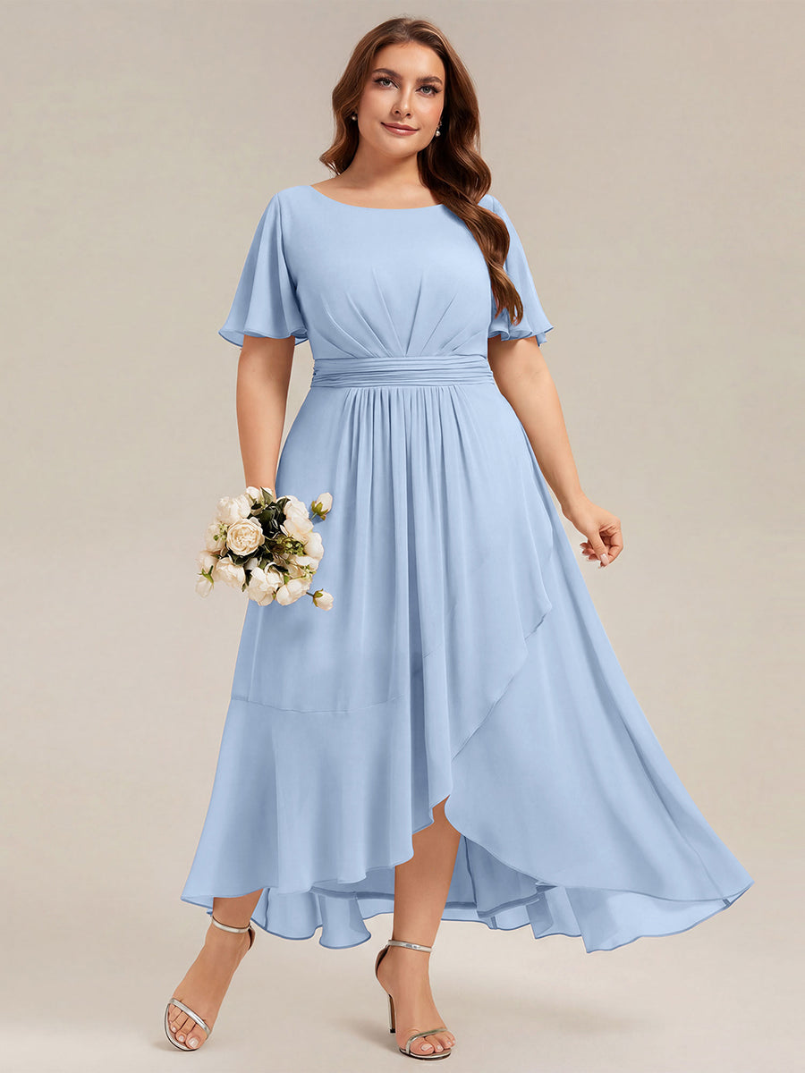 ever SAGE|Chiffon Ruffle Short Sleeve Wedding Guest Dress