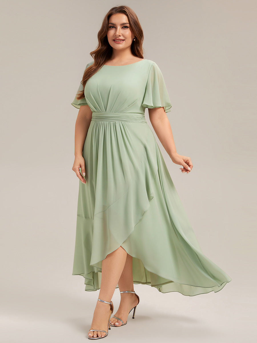 ever SAGE|Chiffon Ruffle Short Sleeve Wedding Guest Dress