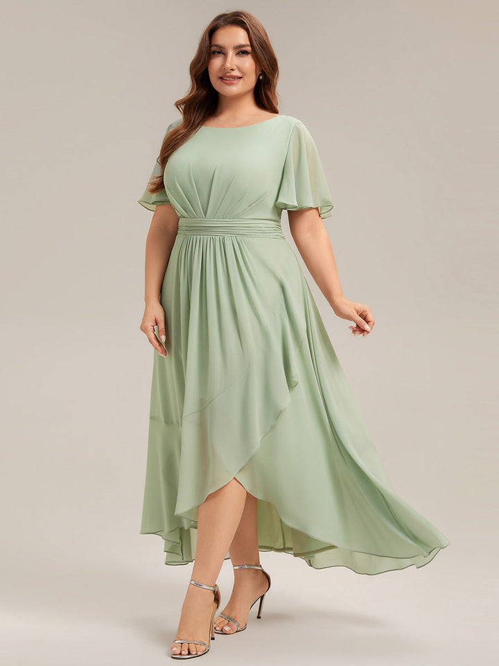 ever SAGE|Chiffon Ruffle Short Sleeve Wedding Guest Dress