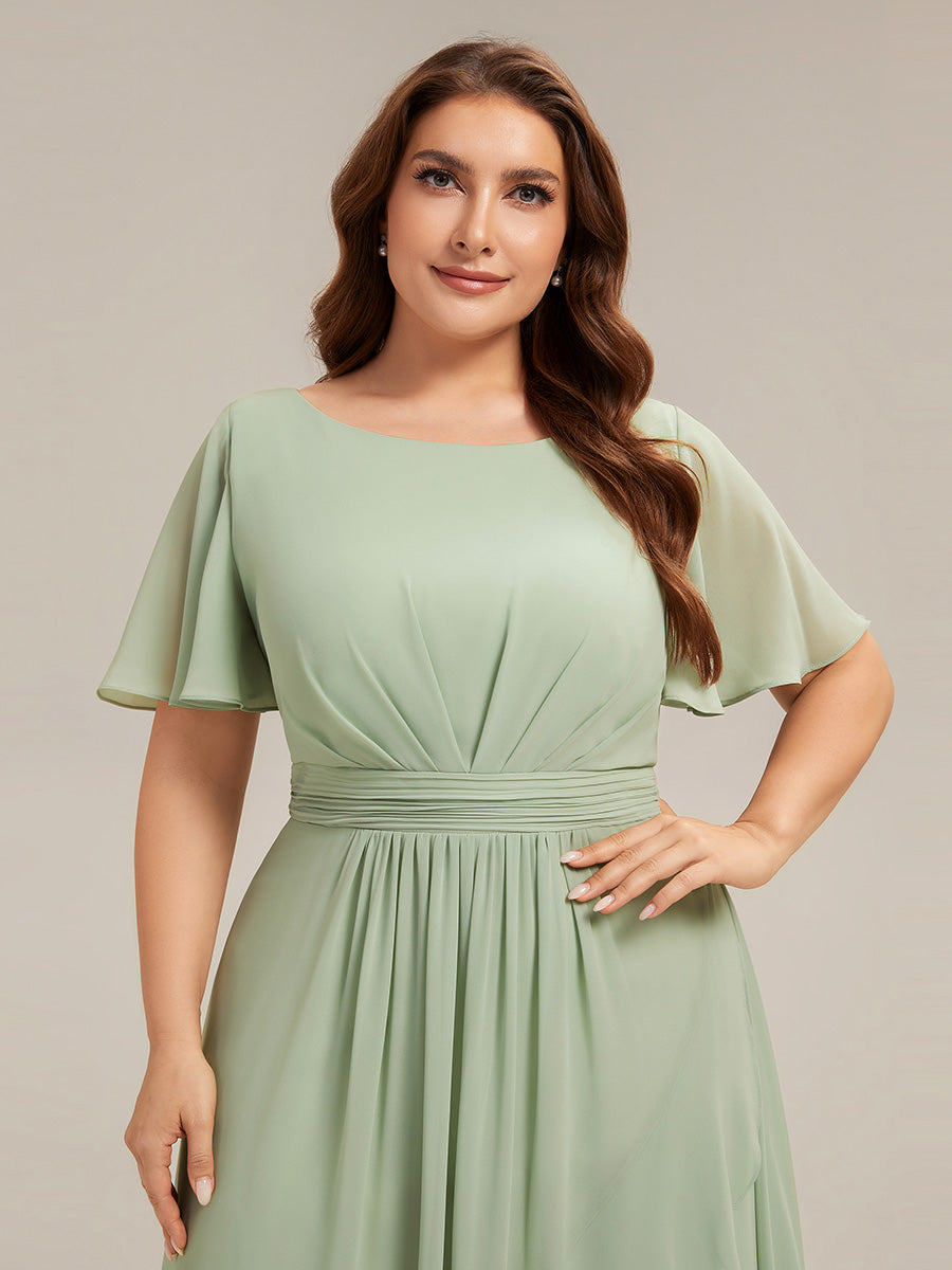 ever SAGE|Chiffon Ruffle Short Sleeve Wedding Guest Dress