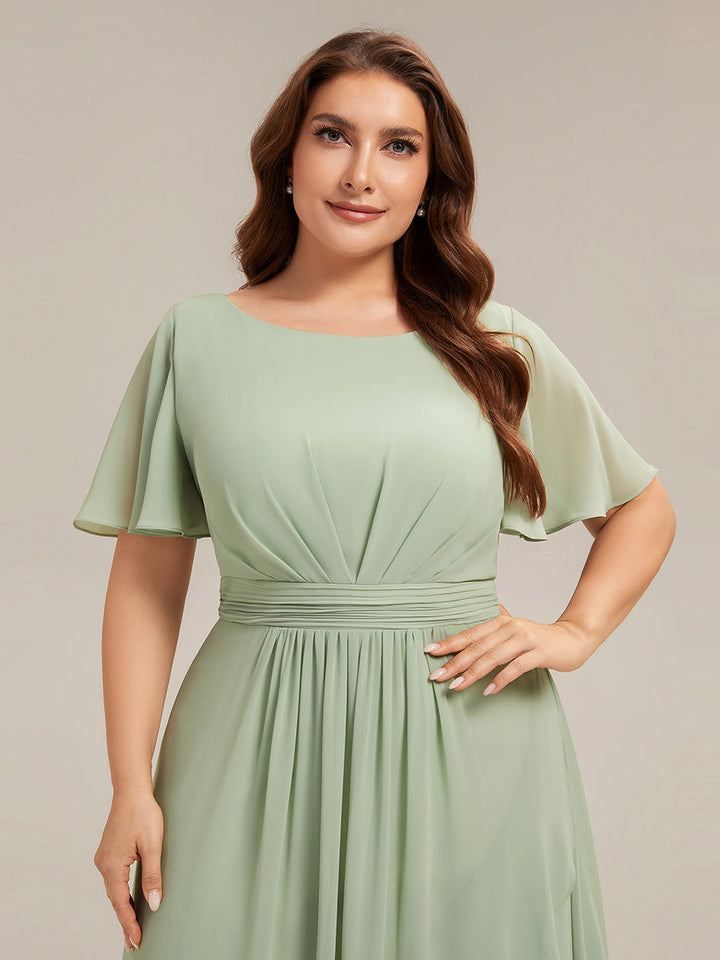 ever SAGE|Chiffon Ruffle Short Sleeve Wedding Guest Dress