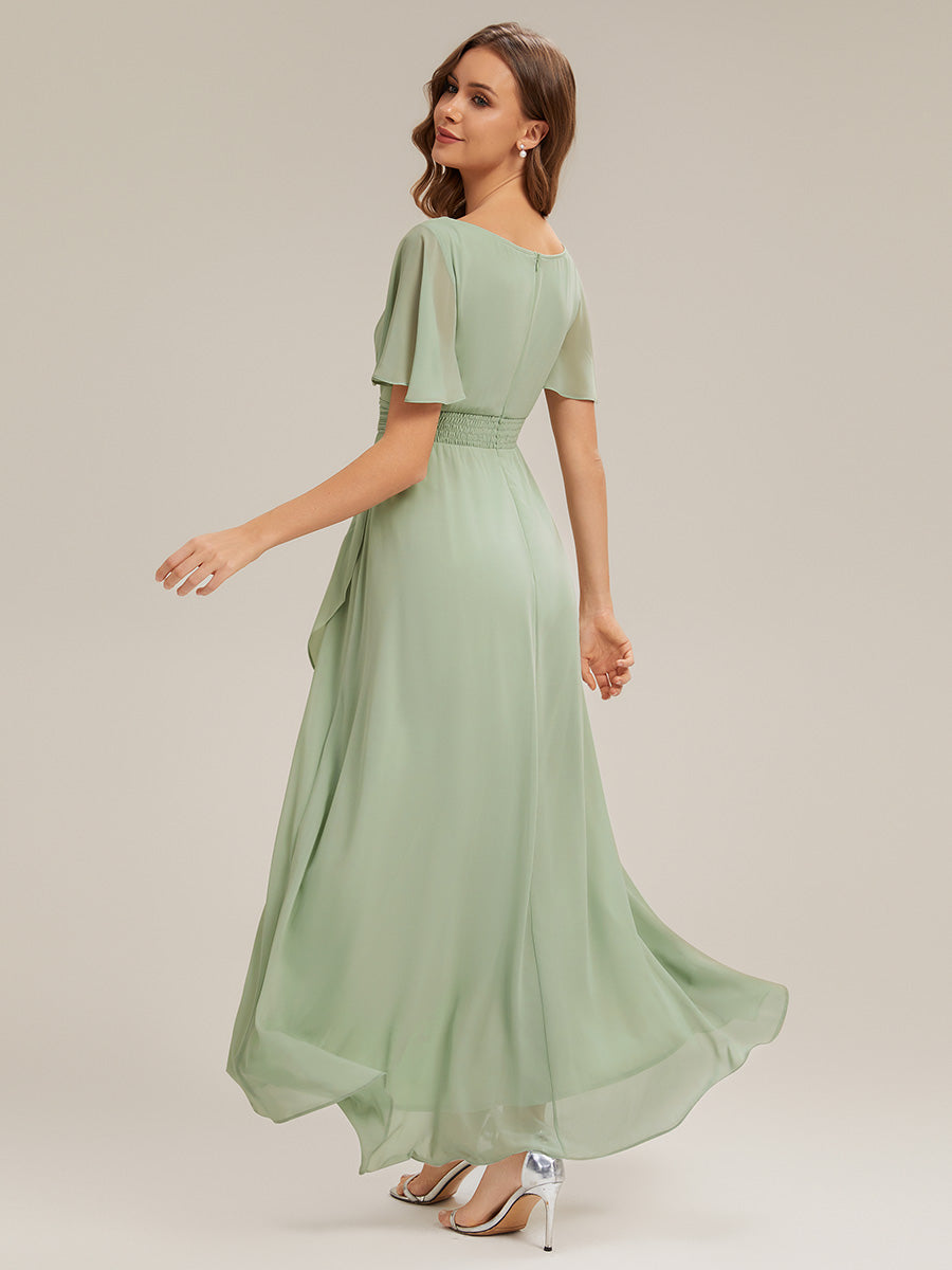 ever SAGE|Chiffon Ruffle Short Sleeve Wedding Guest Dress