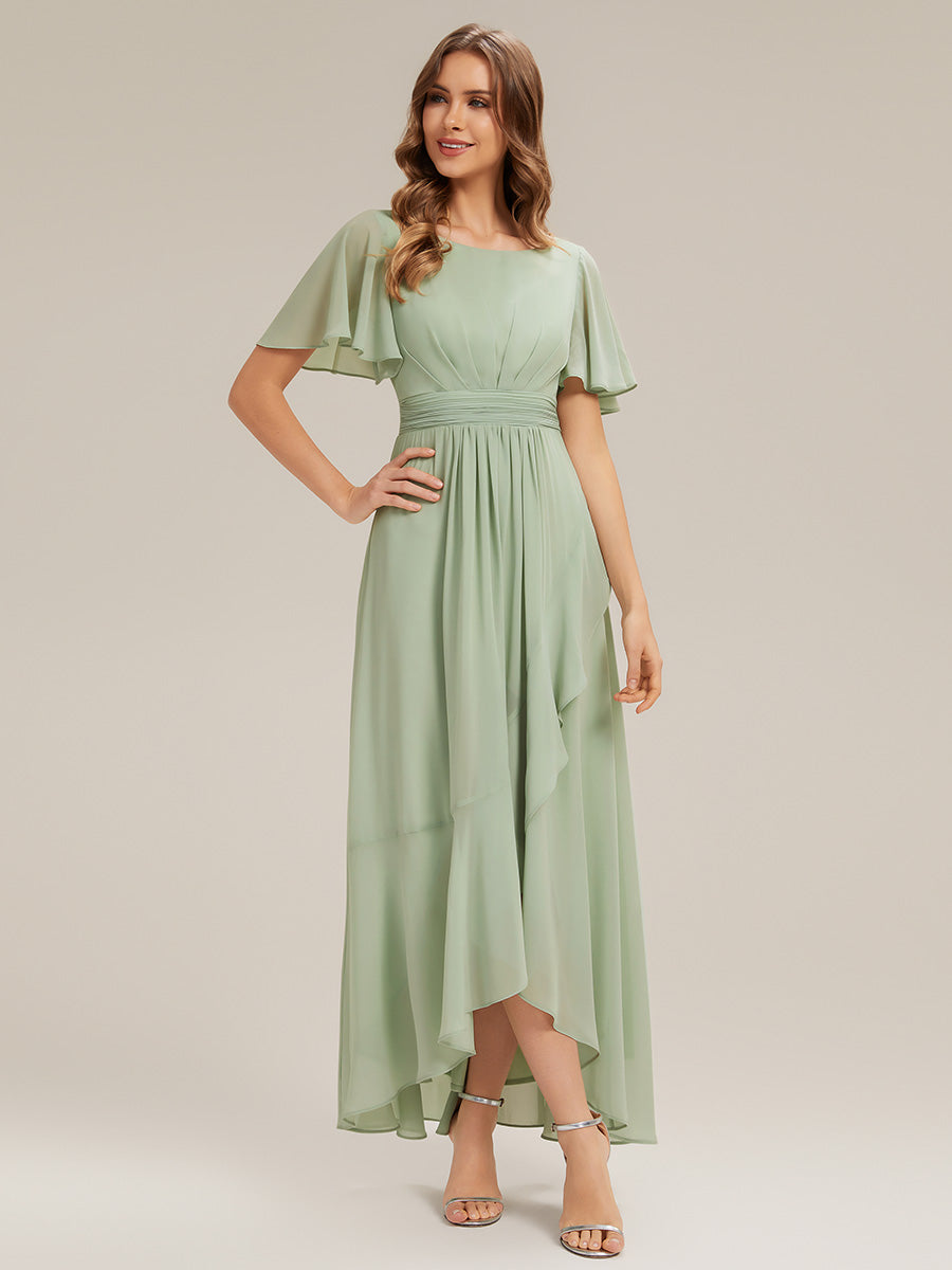 ever SAGE|Chiffon Ruffle Short Sleeve Wedding Guest Dress