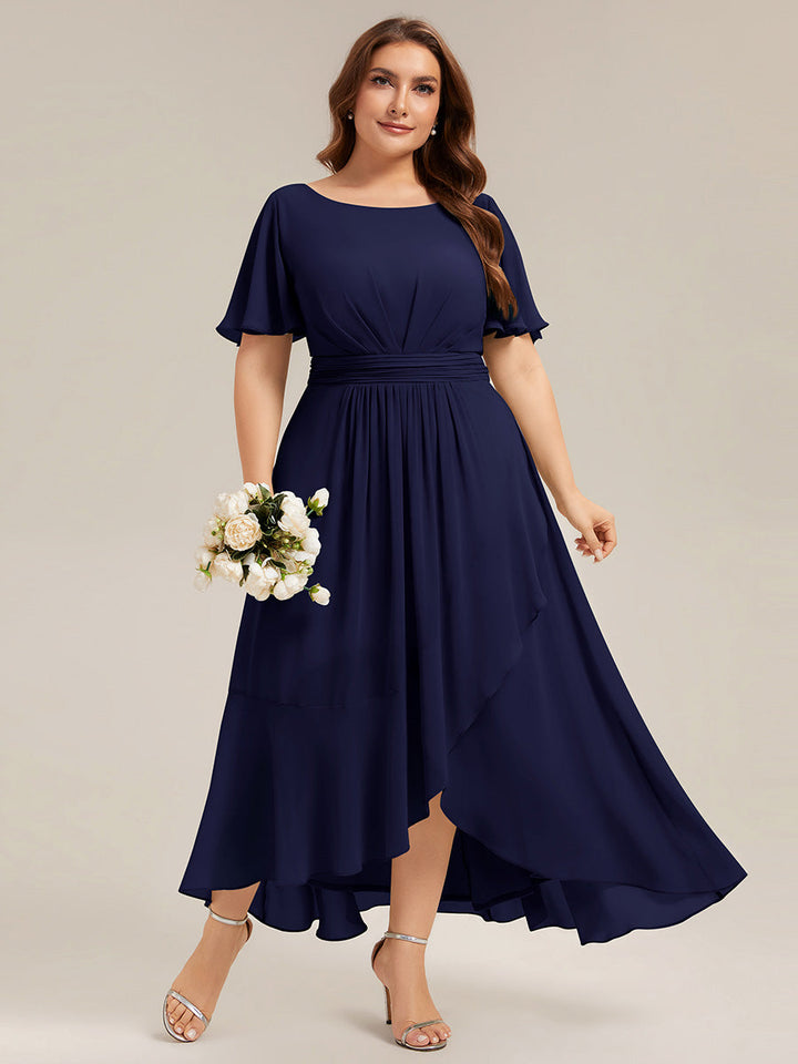 ever SAGE|Chiffon Ruffle Short Sleeve Wedding Guest Dress