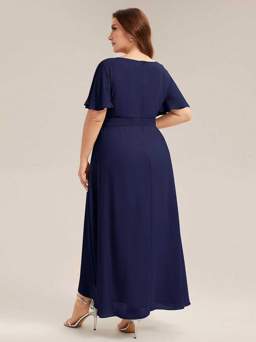 ever SAGE|Chiffon Ruffle Short Sleeve Wedding Guest Dress