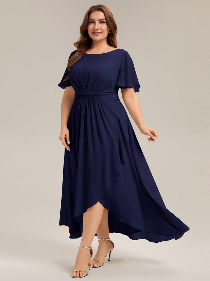 ever SAGE|Chiffon Ruffle Short Sleeve Wedding Guest Dress