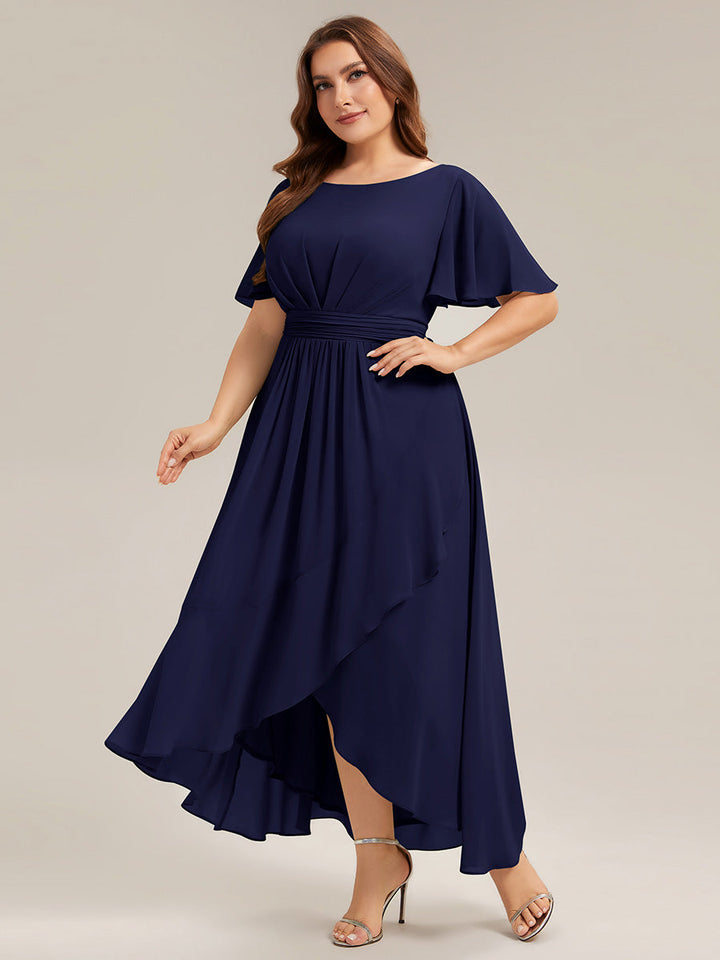 ever SAGE|Chiffon Ruffle Short Sleeve Wedding Guest Dress