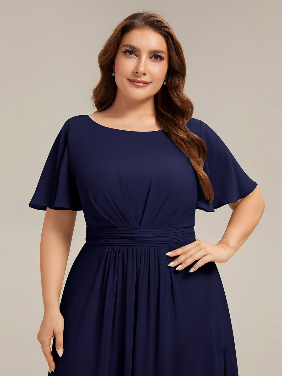 ever SAGE|Chiffon Ruffle Short Sleeve Wedding Guest Dress
