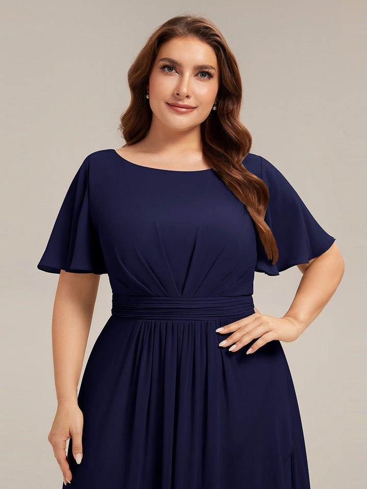 ever SAGE|Chiffon Ruffle Short Sleeve Wedding Guest Dress