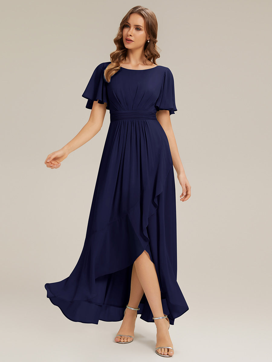 ever SAGE|Chiffon Ruffle Short Sleeve Wedding Guest Dress
