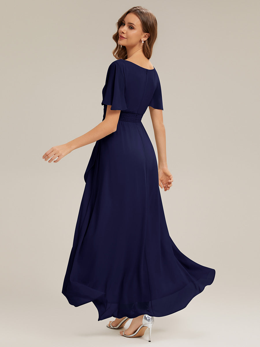 ever SAGE|Chiffon Ruffle Short Sleeve Wedding Guest Dress
