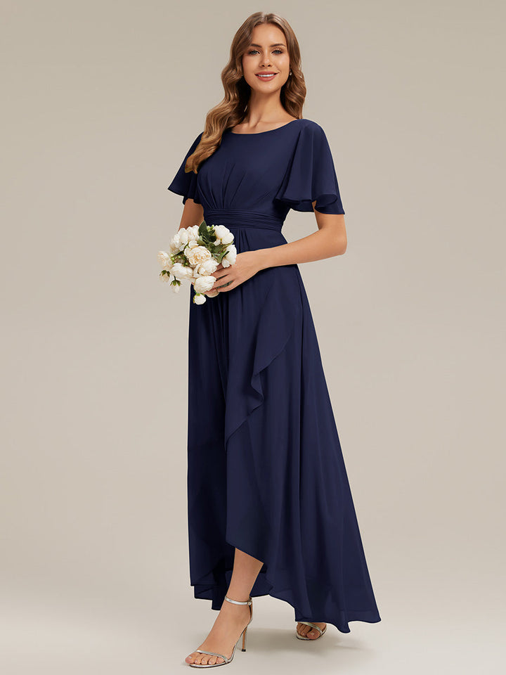 ever SAGE|Chiffon Ruffle Short Sleeve Wedding Guest Dress