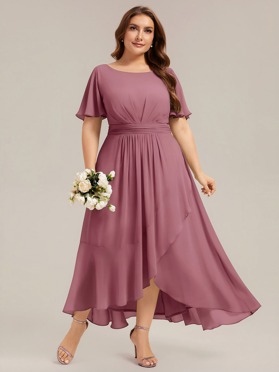 ever SAGE|Chiffon Ruffle Short Sleeve Wedding Guest Dress