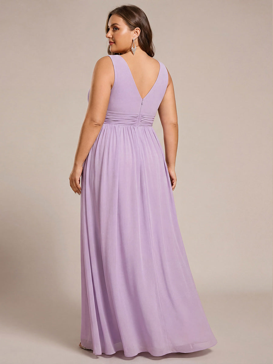 ever HUSH|Chiffon Empire Waist Sleeveless Pleated V-neck Bridesmaid Dress