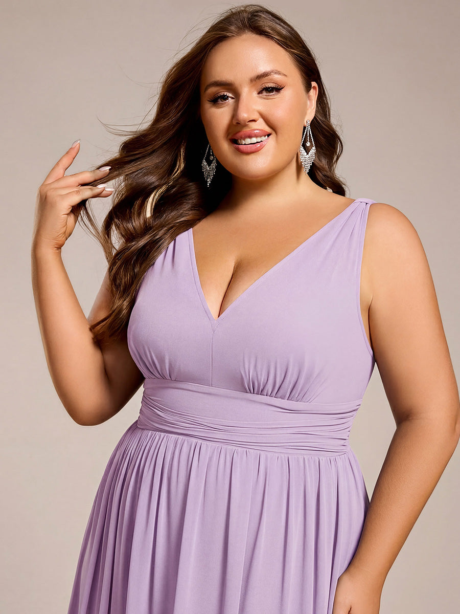 ever HUSH|Chiffon Empire Waist Sleeveless Pleated V-neck Bridesmaid Dress