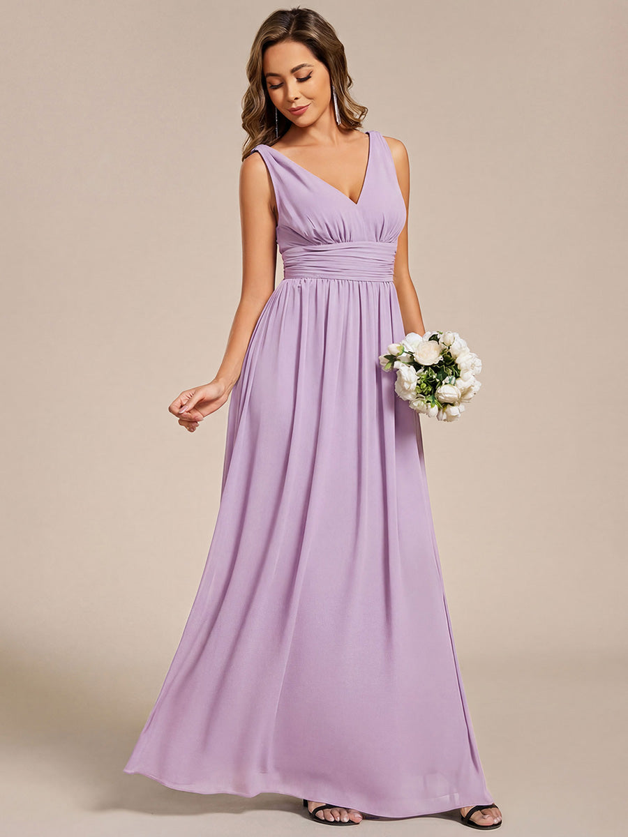 ever HUSH|Chiffon Empire Waist Sleeveless Pleated V-neck Bridesmaid Dress