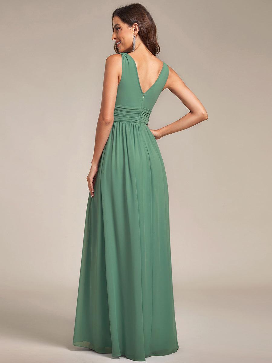 ever HUSH|Chiffon Empire Waist Sleeveless Pleated V-neck Bridesmaid Dress