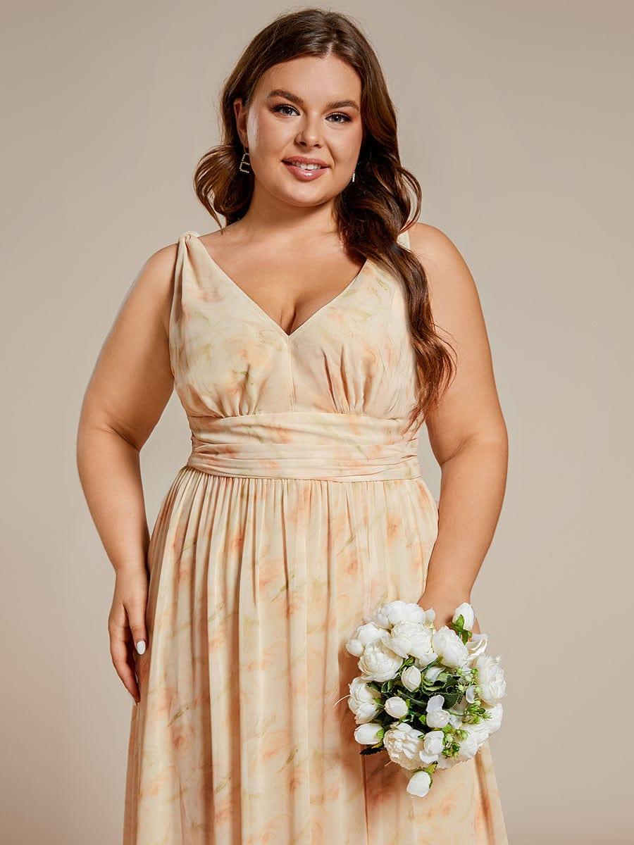 pretty HUSH|Plus Size Sleeveless V-Neck Chiffon Semi Bridesmaid Dress